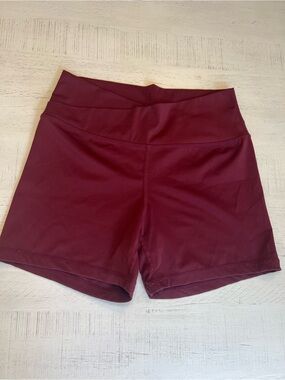Musera Maroon High-Waist Bike Shorts